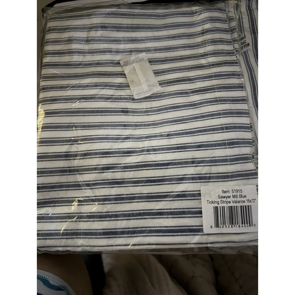 Sawyer Mill Farmhouse Blue Ticking Stripe Standard Sham 21x27 VHC Brands Cottage